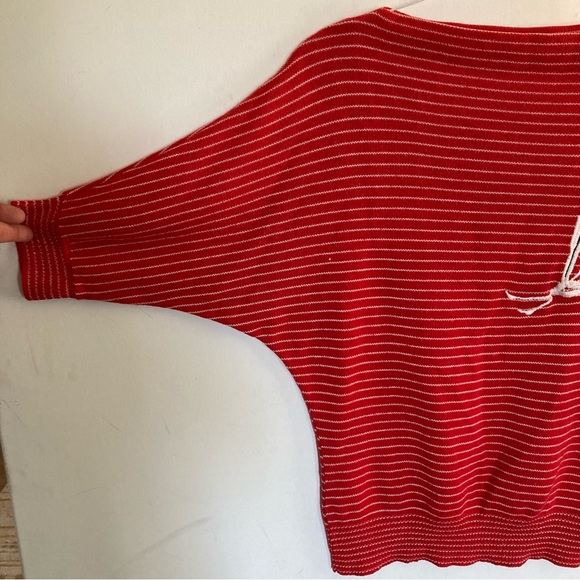Vintage early 1980s Red Striped Sweater boat neck with Swimmer Design size XS/S - Picture 2 of 13